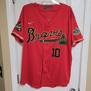 Nike  Atlanta Braves‎ Chipper Jones 2021 World Series Red Tribute Jersey Men's L
